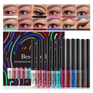 BestLand 12 Colors Matte Liquid Eyeliner Set Rainbow Colorful Neon Eyeliner Pencil Pigmented