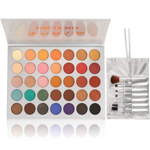 35 Colors Eyeshadow Palette with 7Pcs Makeup Brushes Set.