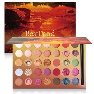 BestLand Pro 35 Colors Glitter Eyeshadow Palette with Eyeshadow Brush .