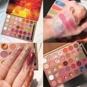 BestLand Pro 35 Colors Glitter Eyeshadow Palette with Eyeshadow Brush .